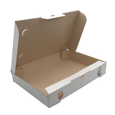 Коробка картонная для римской пиццы 400х280х45мм профиль Т-11-Е микрогофрокартон КТК цвет Белый/Бурый (х1/50)